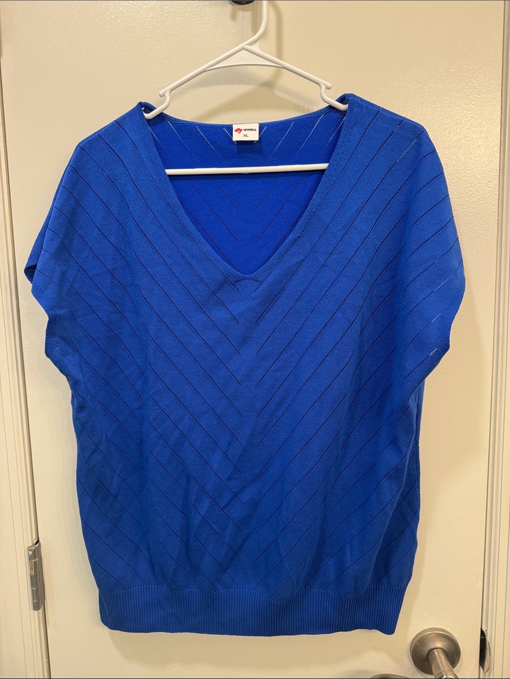 Royal Blue V-Neck Short Sleeve Knit Top